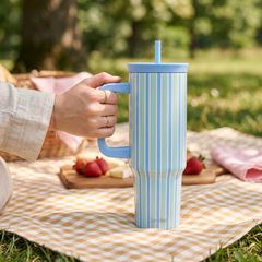 BloomSip 40oz Leak-proof Tumbler | Stripe Pattern