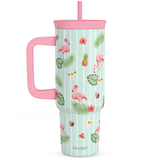BloomSip 40oz Leak-proof Tumbler | Tropical Flamingos