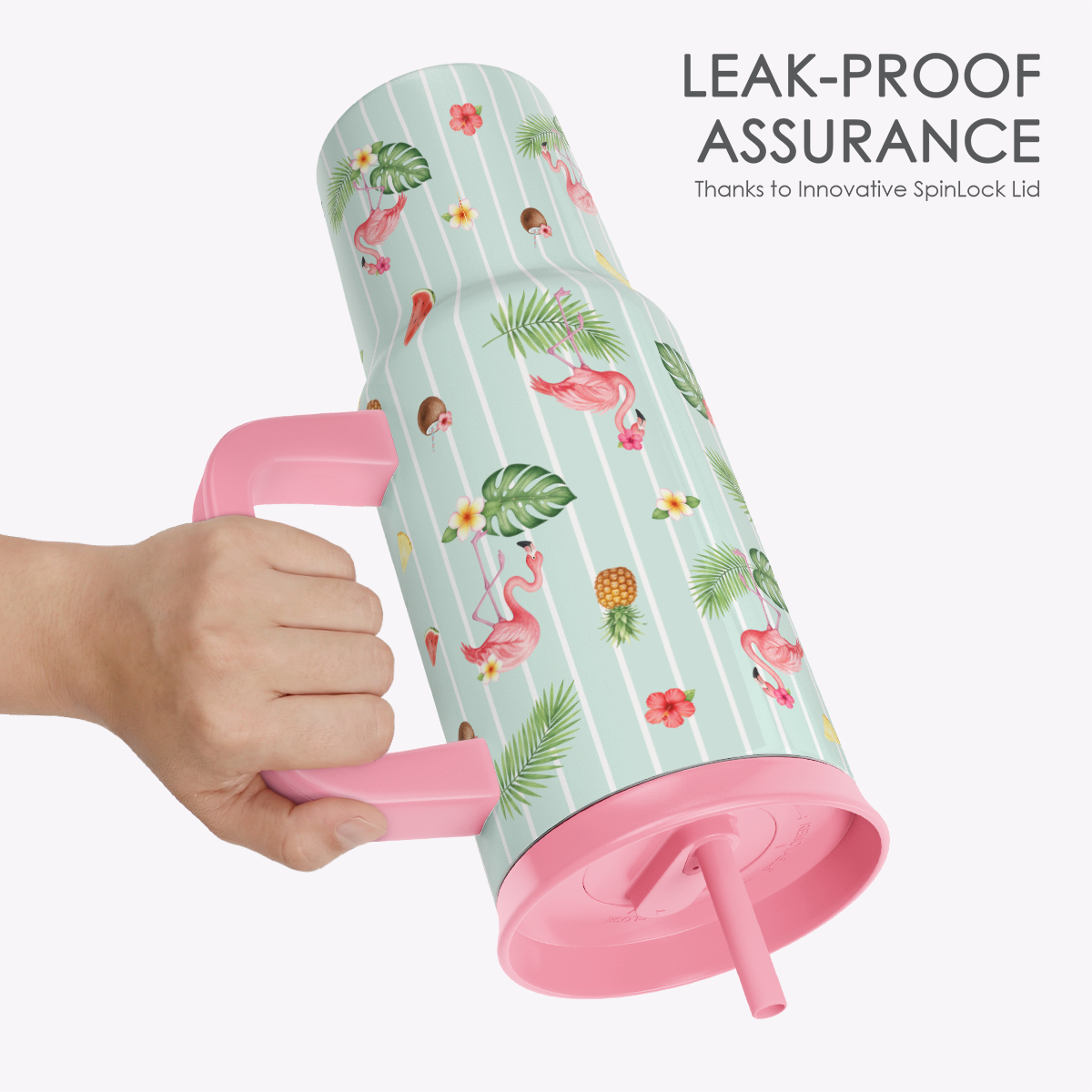 BloomSip 40oz Leak-proof Tumbler | Tropical Flamingos