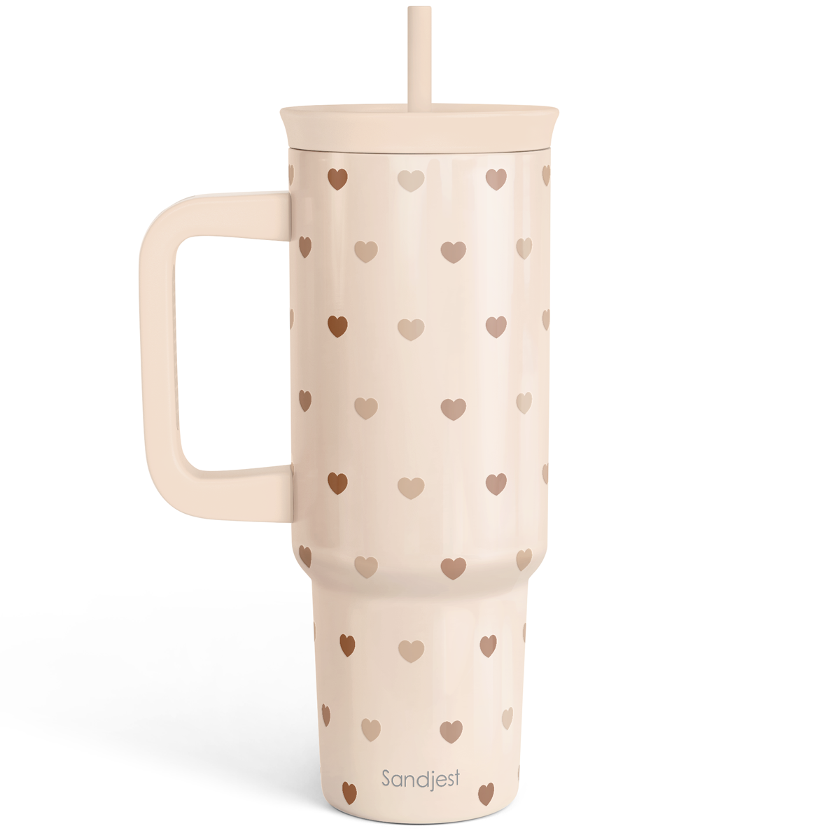 BloomSip 40oz Leak-proof Tumbler | Beige Hearts