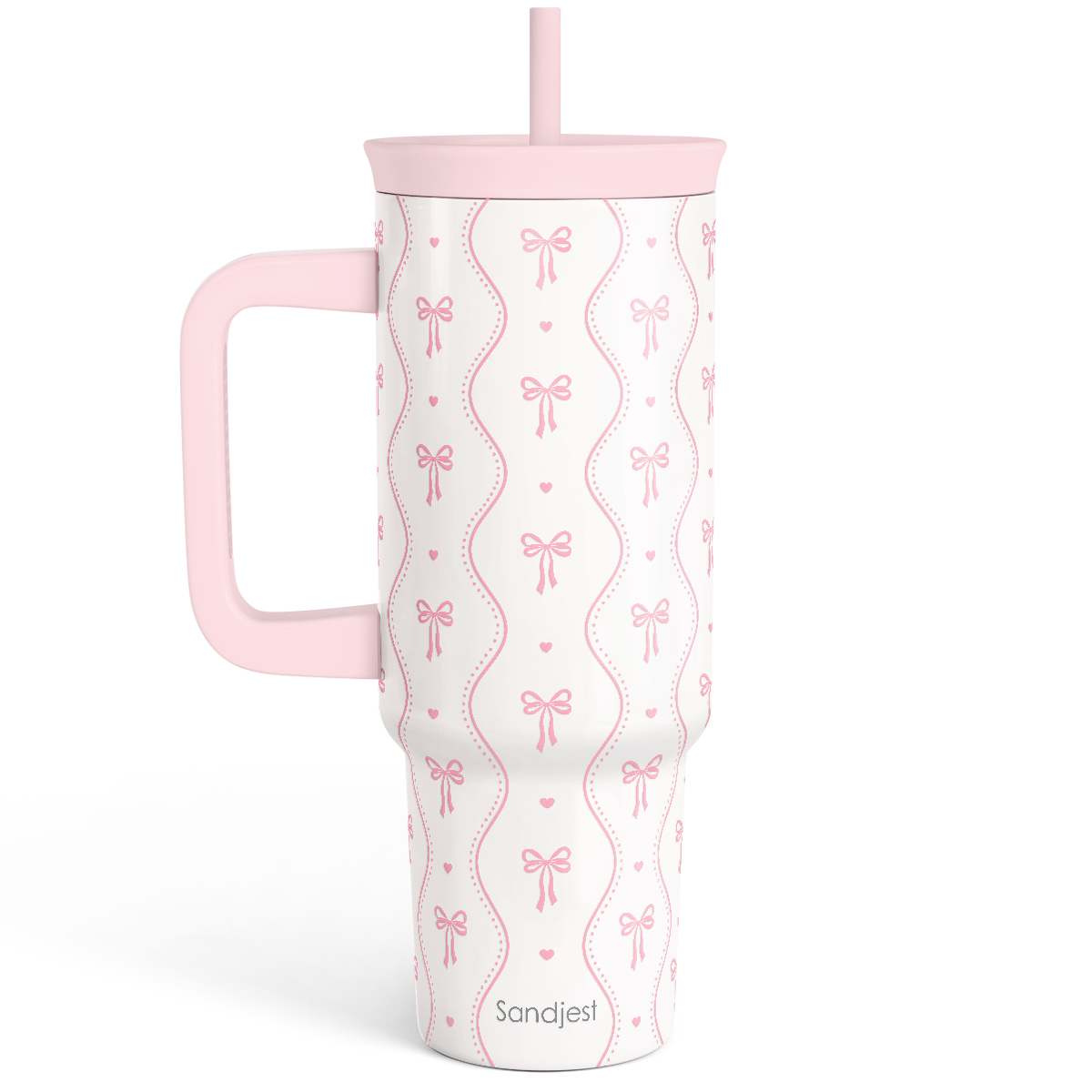 BloomSip 40oz Leak-proof Tumbler | Pink Stripe Bows