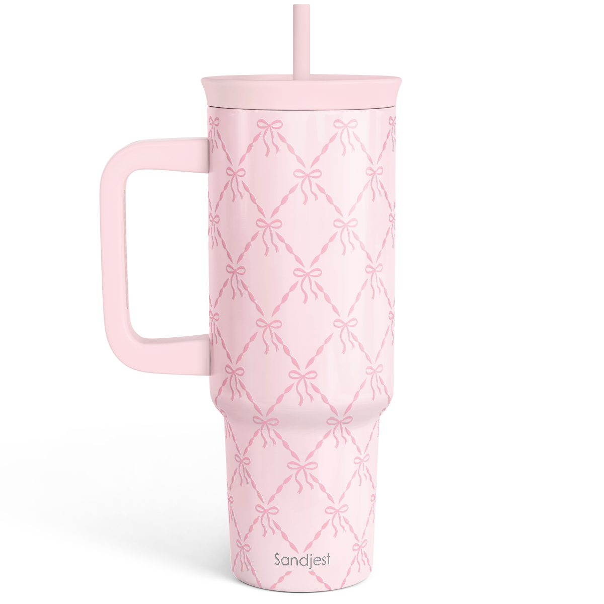 BloomSip 40oz Leak-proof Tumbler | Pink Bow Grid