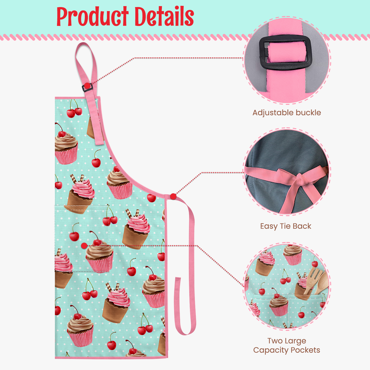 Mint Cupcake SprinkleJoy | Kids Polyester Apron with Hat