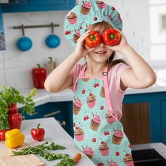 Mint Cupcake SprinkleJoy | Kids Polyester Apron with Hat