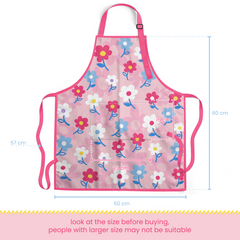 Kid Apron with Front Pocket, 2Pcs Kid Apron and Chef Hat, Chef Cooking Apron for Kids Girls Gardening Baking Painting, Floral Apron Gift