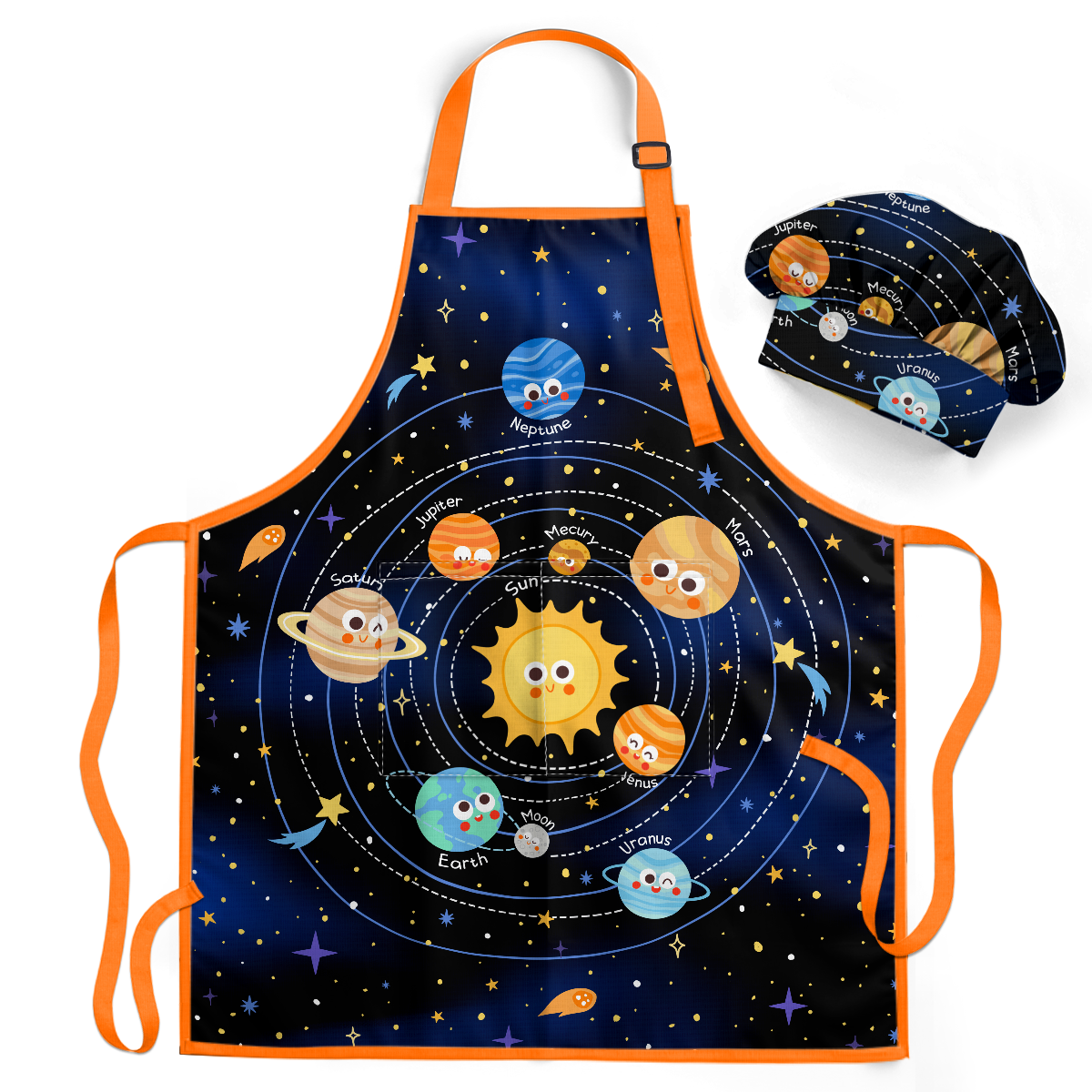 Blue Solar System SprinkleJoy | Kids Polyester Apron with Hat