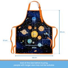 Solar System Apron with Front Pocket, 2Pcs Kid Apron and Chef Hat, Chef Aprons for Kids Toddlers Cooking Baking Gardening Grilling BBQ