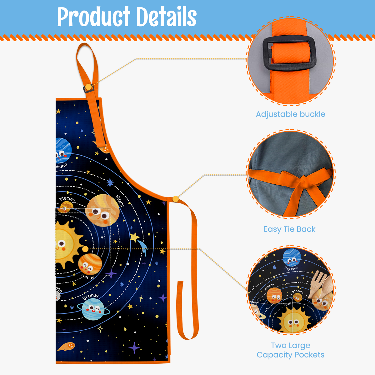 Blue Solar System SprinkleJoy | Kids Polyester Apron with Hat