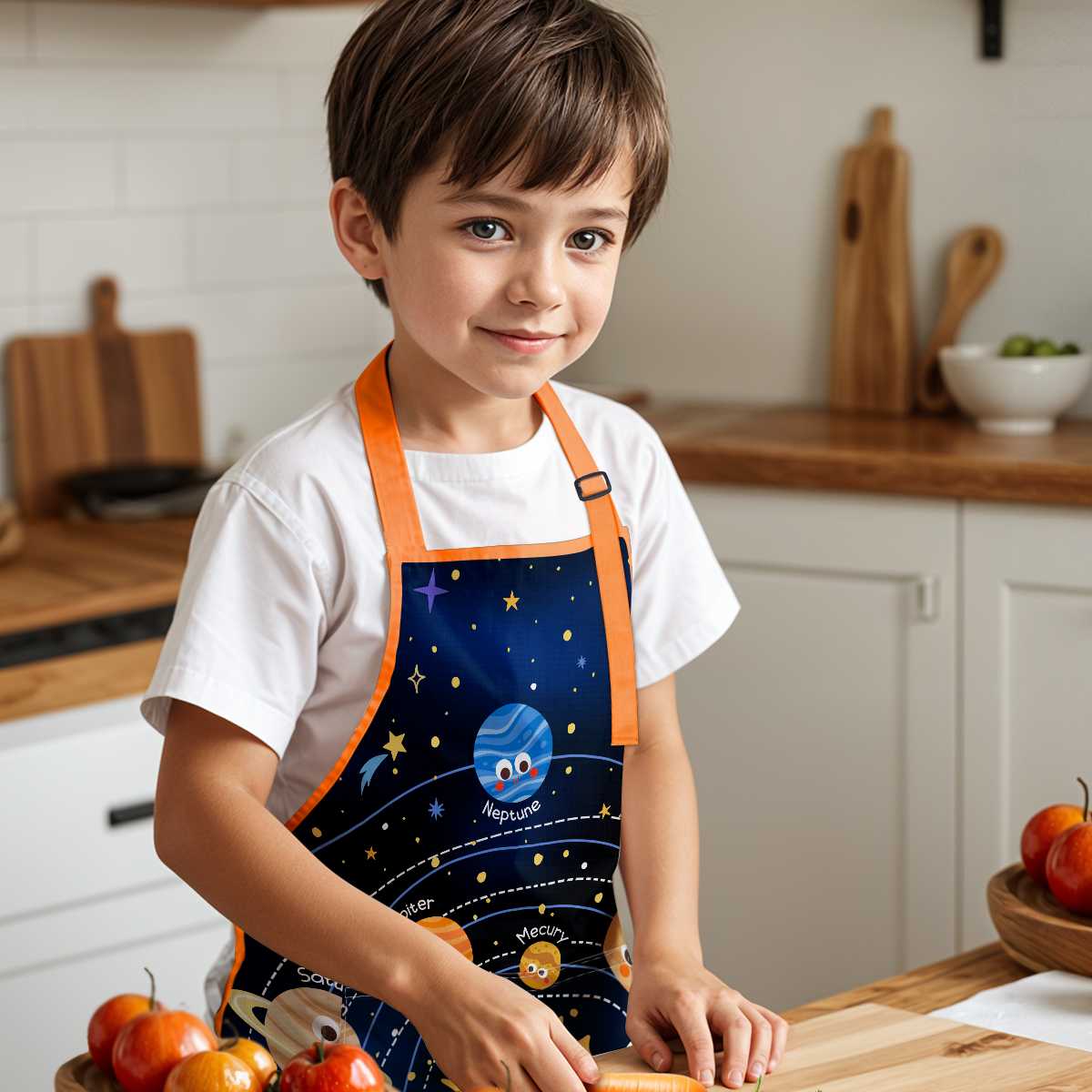 Blue Solar System SprinkleJoy | Kids Polyester Apron with Hat