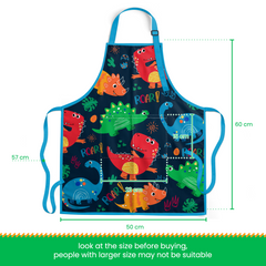 Dinosaur Apron with Pocket, 2Pcs Aprons and Chef Hat for Toddlers Girls Boys , Kid Apron for Cooking Baking Gardening Painting