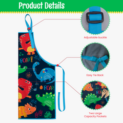 Blue Dinosaur SprinkleJoy | Kids Polyester Apron with Hat