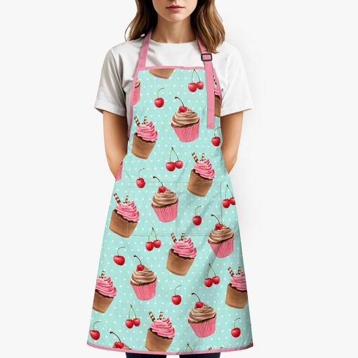 Cupcake Apron with Pocket - Chef Aprons for Cooking Baking Grilling BBQ Gardening Painting