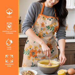 Floral Pattern Apron for Women with Pocket Waterproof - Chef Aprons for Cooking Baking Gardening Grilling BBQ Painting - Adult Aprons