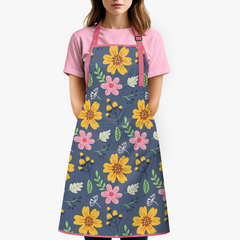 Floral Pattern Apron for Women with Pocket Waterproof - Chef Aprons for Cooking Baking Gardening Grilling BBQ Painting - Adult Aprons