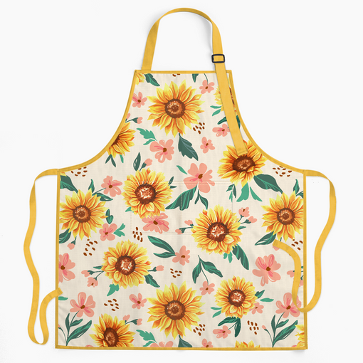 Sunflower Apron for Women with Pocket Chef Aprons For Kitchen Cooking Baking Grilling BBQ