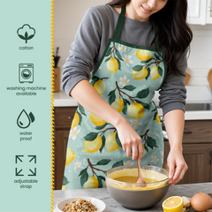 Lemon Apron with Pocket - Chef Aprons for Cooking Baking Grilling BBQ Painting Gardening - Apron for Women Girls