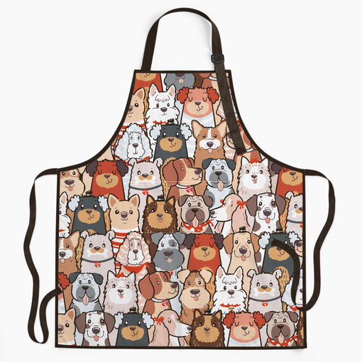 Cute Dog Apron with Front Pocket, Chef Aprons for Dog Lovers Women Cooking Baking Gardening Grilling BBQ, Adult Kitchen Apron