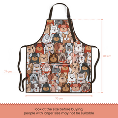 Cute Dog Apron with Front Pocket, Chef Aprons for Dog Lovers Women Cooking Baking Gardening Grilling BBQ, Adult Kitchen Apron