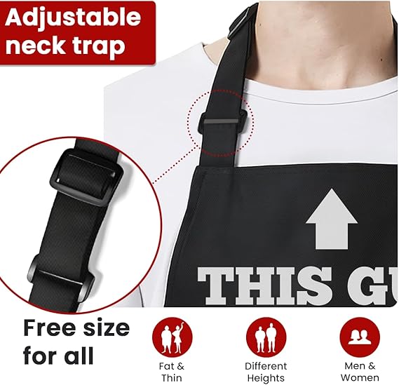 Black Grilling/BBQ Men Cotton Apron