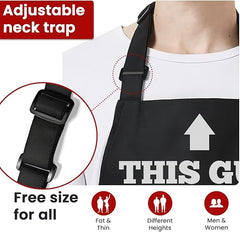 Funny Aprons for Men with Pockets - Birthday Father's Day Cooking Grilling BBQ Gifts for Papa Husband Dad Chef