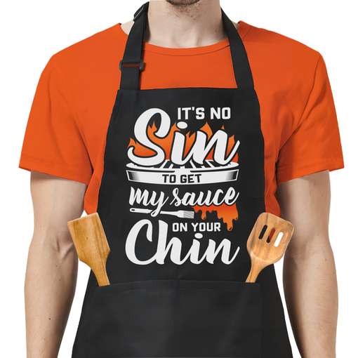 Funny Apron for Men - BBQ Cooking Grill Apron with Pockets for Chef Husband Dad Papa - Birthday Father's Day Grilling Gifts