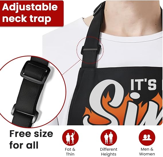 Funny Apron for Men - BBQ Cooking Grill Apron with Pockets for Chef Husband Dad Papa - Birthday Father's Day Grilling Gifts