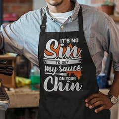 Funny Apron for Men - BBQ Cooking Grill Apron with Pockets for Chef Husband Dad Papa - Birthday Father's Day Grilling Gifts