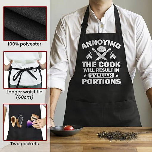 Funny Aprons for Men - Grilling Cooking BBQ Father's Day Birthday Kitchen Aprons with Pockets - Gifts for Dad Chef Husband Papa