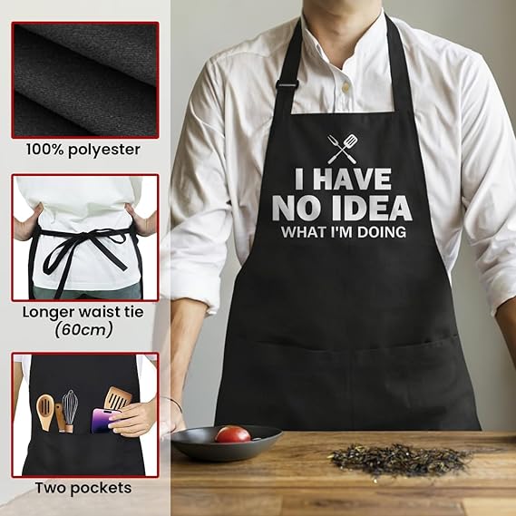 Black Grilling/BBQ Men Cotton Apron