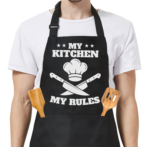 Apron for Men with Pockets - Cooking Baking Grilling BBQ Kitchen Aprons Gifts for Dad on Birthday Father's Day