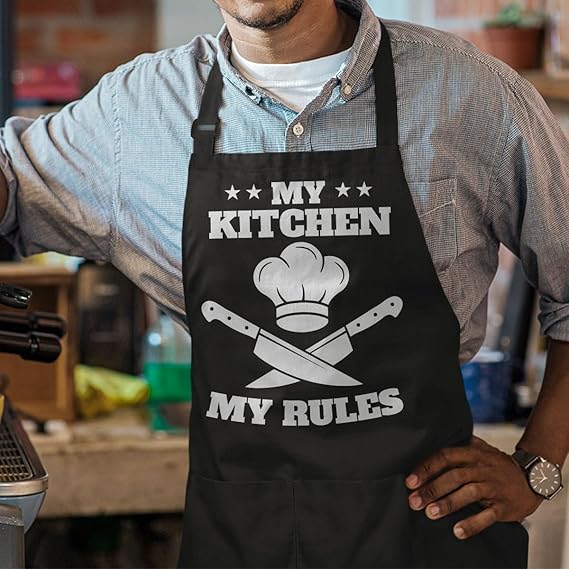 Black Grilling/BBQ Men Cotton Apron