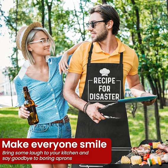 Funny Aprons for Men - Cooking BBQ Grilling Gifts for Father's Day Birthday - Dad Husband Aprons with Pockets Gifts