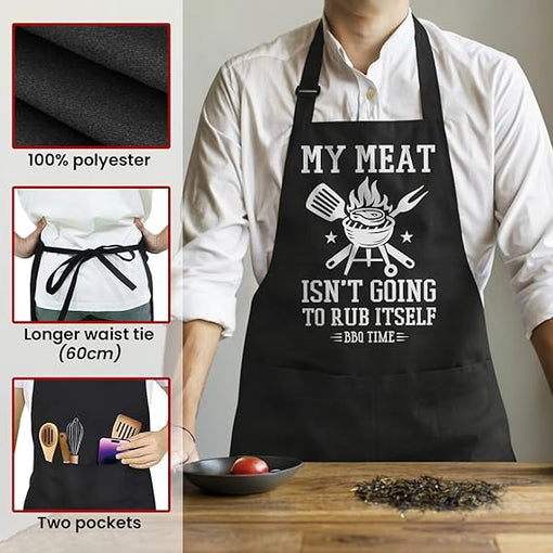 Funny Aprons for Men with Pockets - Father's Day Birthday Apron Gifts for Dad Husband Mens