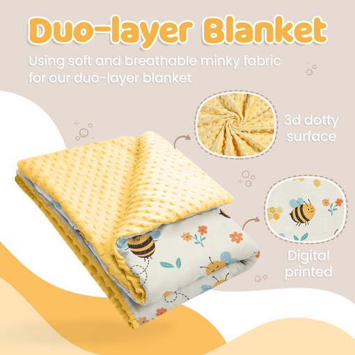 Bee Baby Blankets for Girls -- 30 x 40 Soft Fleece Blanket with Double Layer Dotted Backing - Gifts for Babies Girl Newborn Toddler Infant