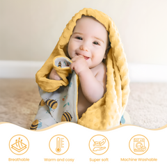 Bee Baby Blankets for Girls -- 30 x 40 Soft Fleece Blanket with Double Layer Dotted Backing - Gifts for Babies Girl Newborn Toddler Infant