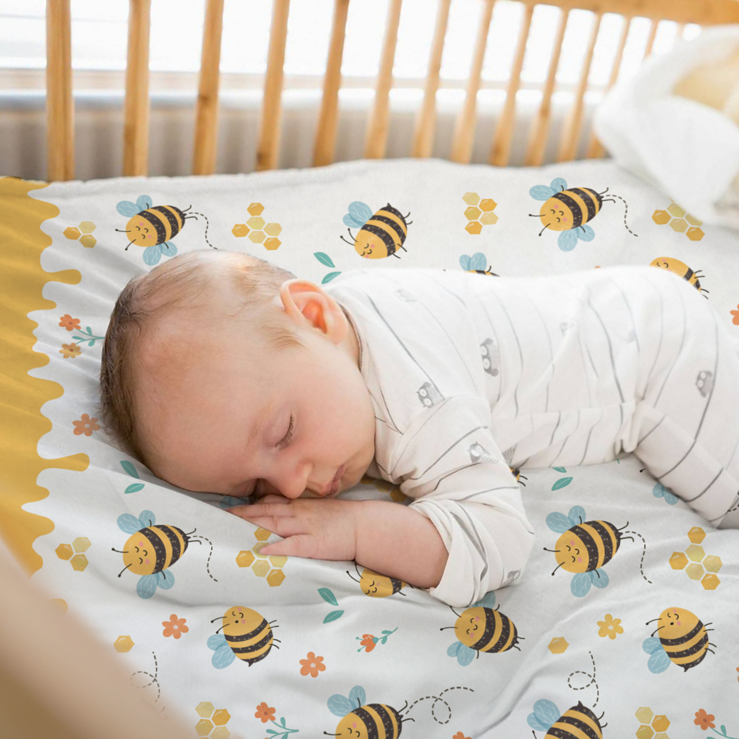 Yellow Bee CuddleDot | Baby Minky Dotted Blanket