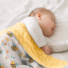 Yellow Bee CuddleDot | Baby Minky Dotted Blanket
