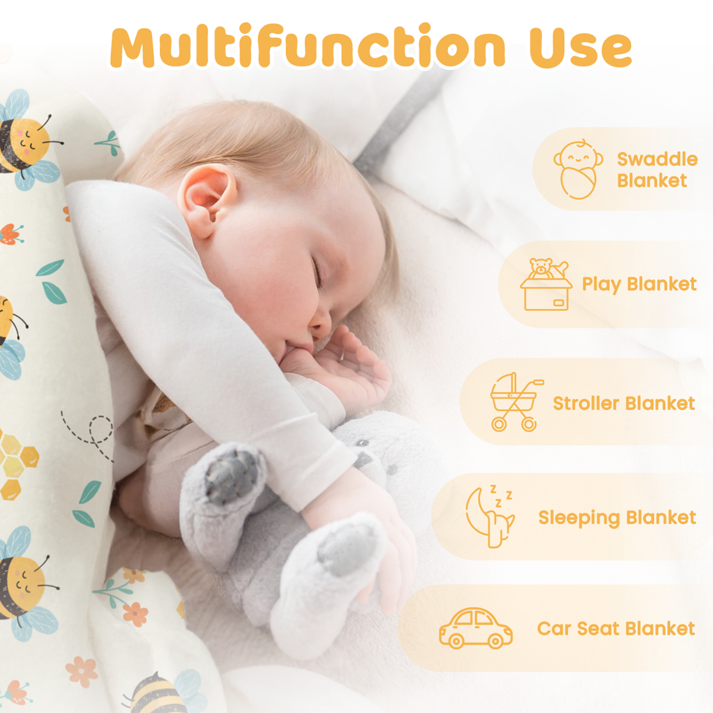 Yellow Bee CuddleDot | Baby Minky Dotted Blanket