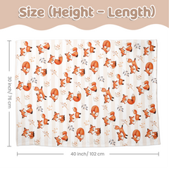 Fox Baby Blankets for Girl Boy - 30 x 40 Fleece Blanket with Double Layer Dotted Backing - Baby Shower Gifts for Infant Nursery Newborn Toddler
