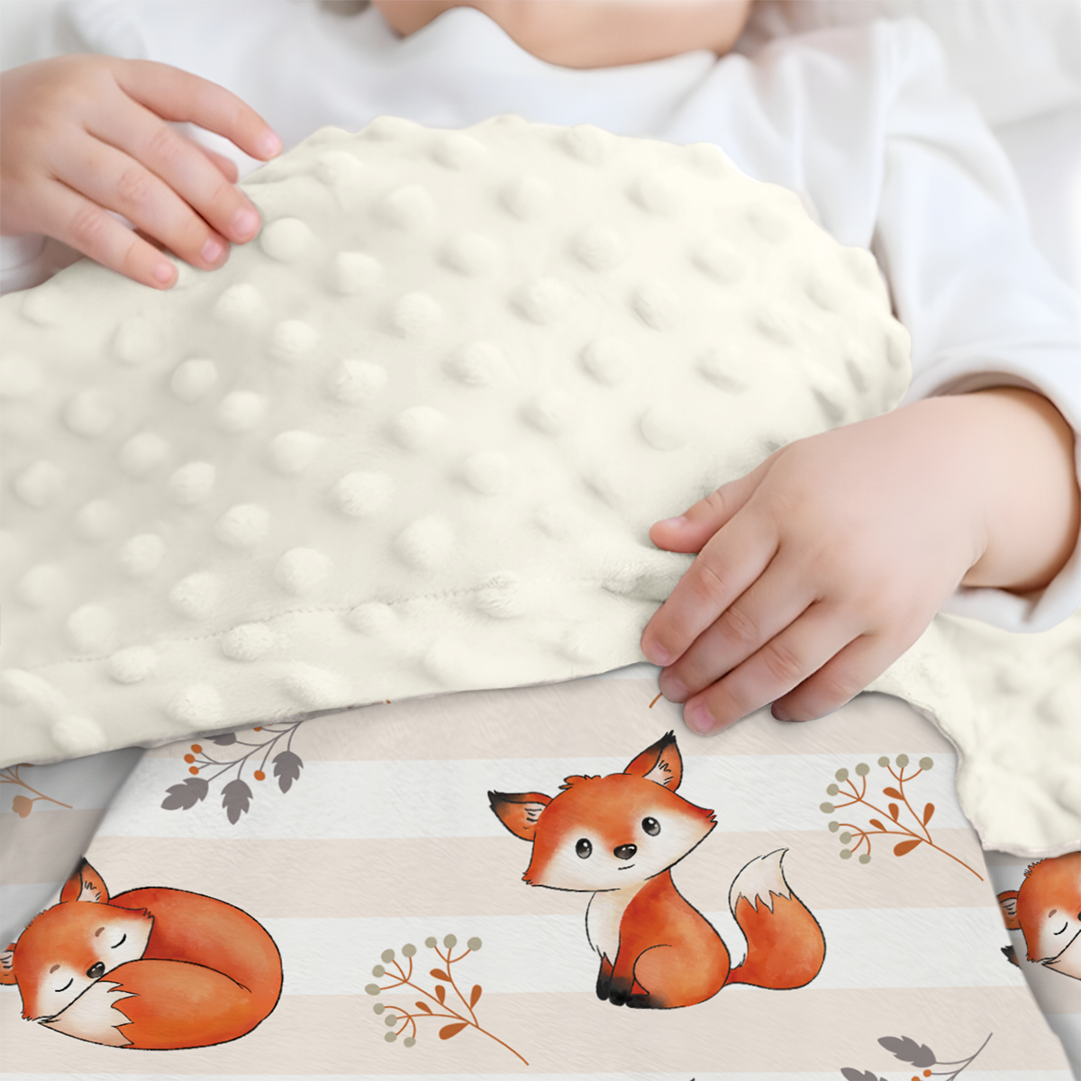 Orange Fox CuddleDot | Baby Minky Dotted Blanket