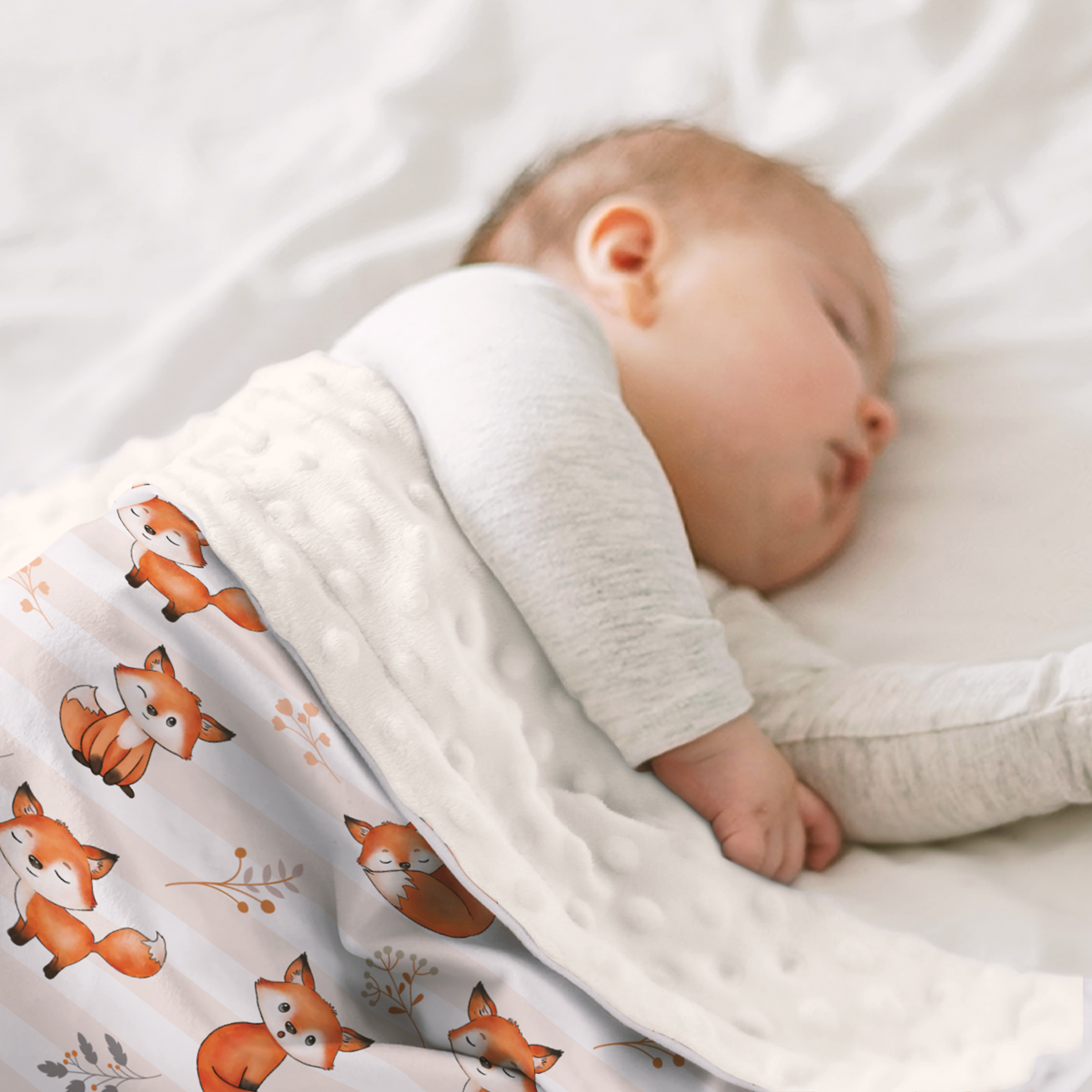 Orange Fox CuddleDot | Baby Minky Dotted Blanket