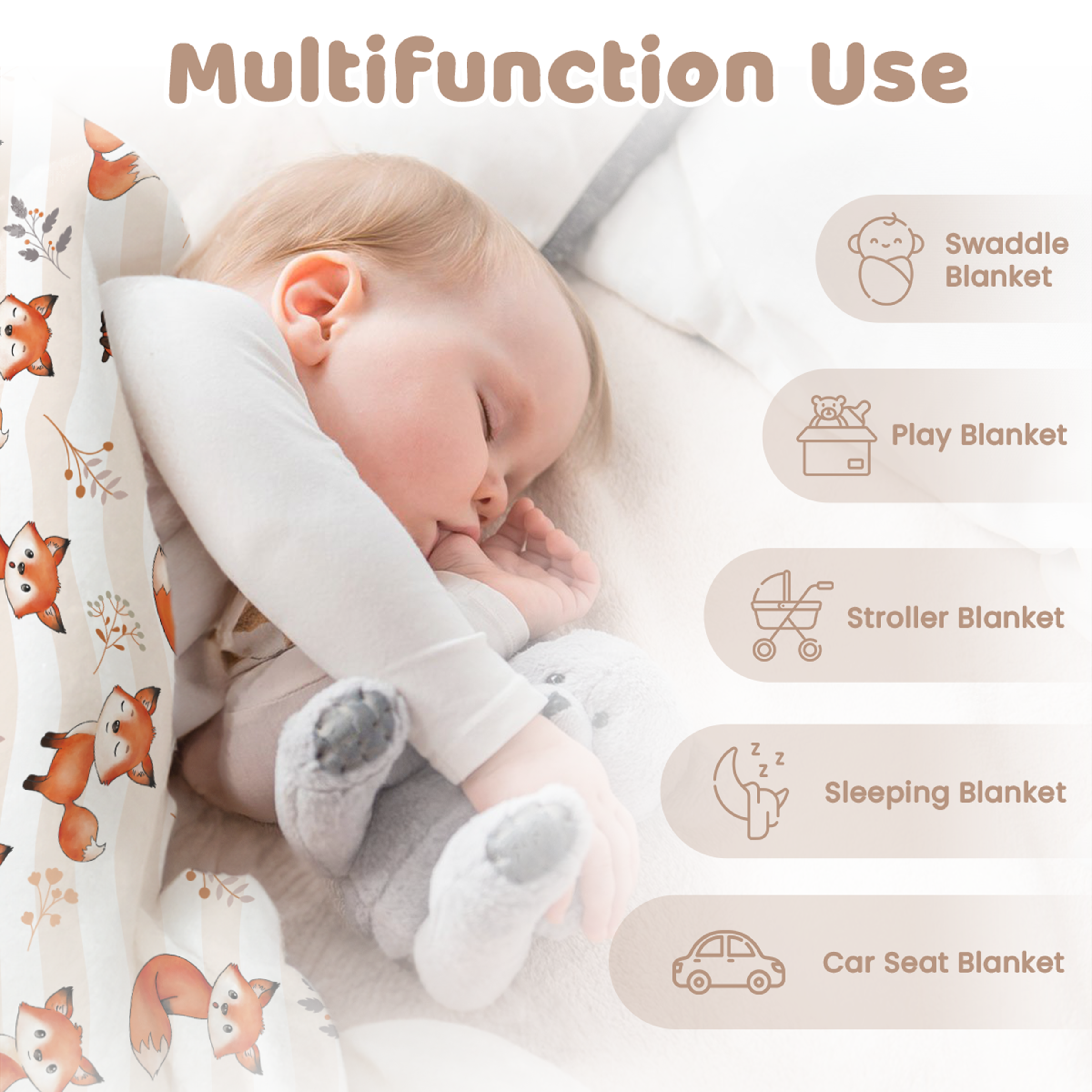 Orange Fox CuddleDot | Baby Minky Dotted Blanket