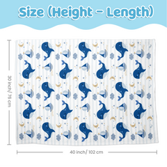 Whale Baby Blanket for Boys or Girl 30x40 - Soft Kids Throw Fleece Blankets with Dotted Backing for Babies - Toddler Newborn Nursery Crib Bedding Blanket