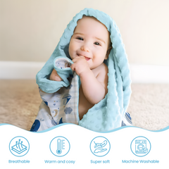 Whale Baby Blanket for Boys or Girl 30x40 - Soft Kids Throw Fleece Blankets with Dotted Backing for Babies - Toddler Newborn Nursery Crib Bedding Blanket