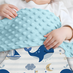 Blue Whale CuddleDot | Baby Minky Dotted Blanket