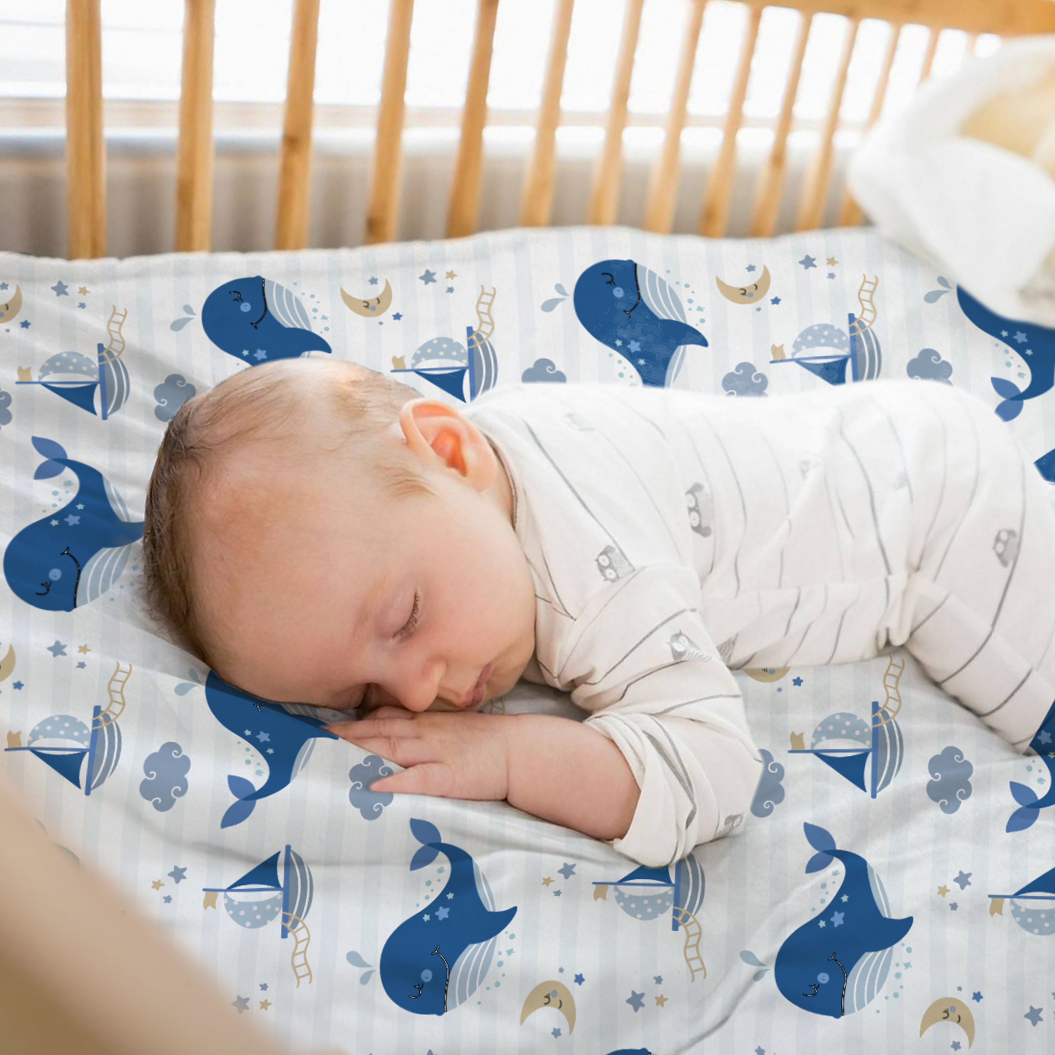 Blue Whale CuddleDot | Baby Minky Dotted Blanket