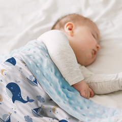 Blue Whale CuddleDot | Baby Minky Dotted Blanket