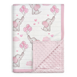 Pink Elephant CuddleDot | Baby Minky Dotted Blanket