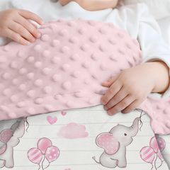 Pink Elephant CuddleDot | Baby Minky Dotted Blanket