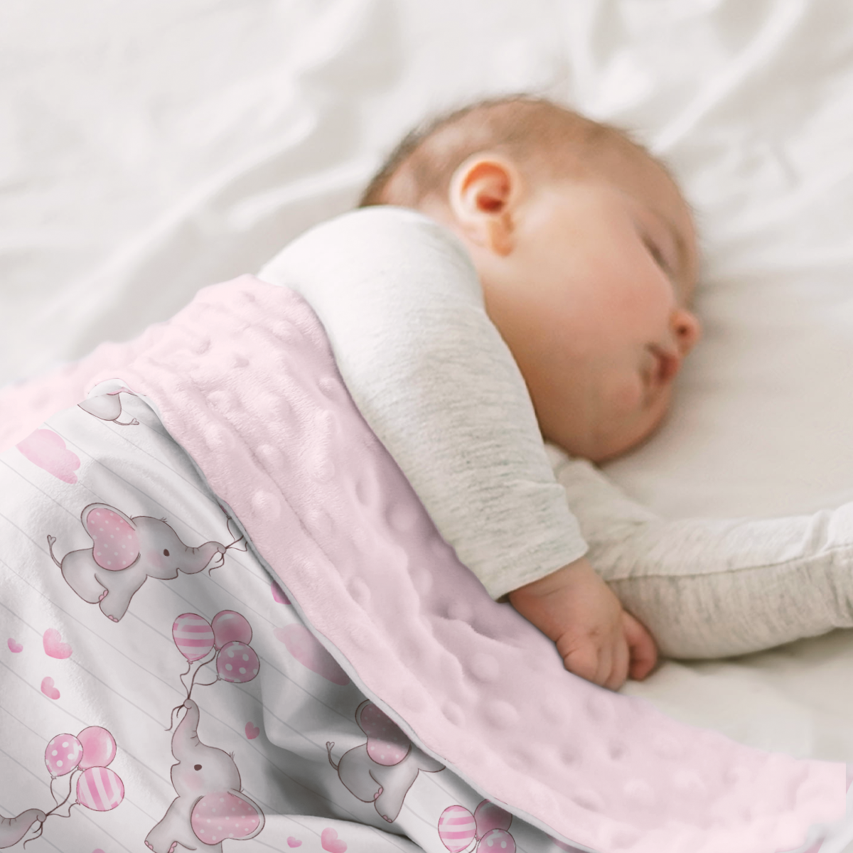 Pink Elephant CuddleDot | Baby Minky Dotted Blanket